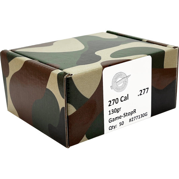 Quality Cartridge Game Stop-R 277 Caliber, 6.8mm (.277 Diameter) Bullets 130 grain Hollow Point Box of 50