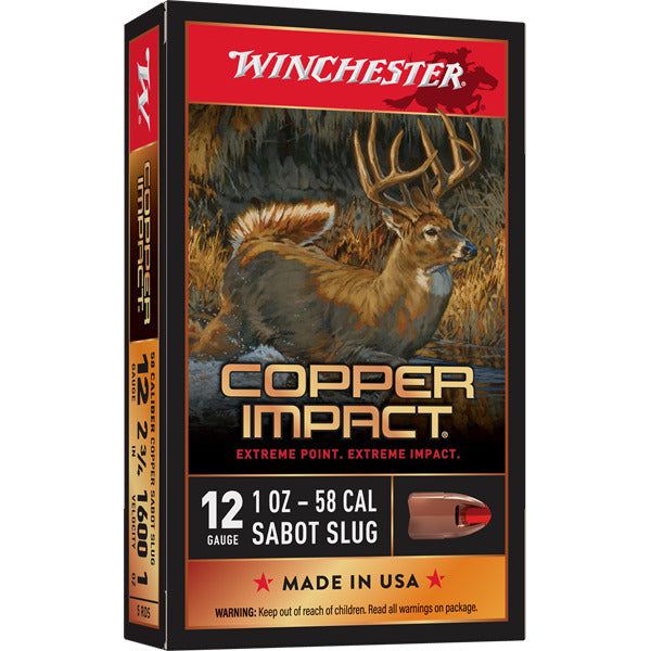 Winchester Copper Impact 12 Gauge Ammunition 2-3/4" 1 oz 1600 fps Sabot Slug Box of 5