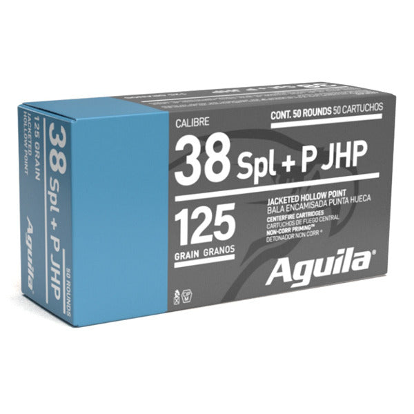 Aguila 38 Special +P Ammunition 125 Grain Jacketed Hollow Point Box of 50