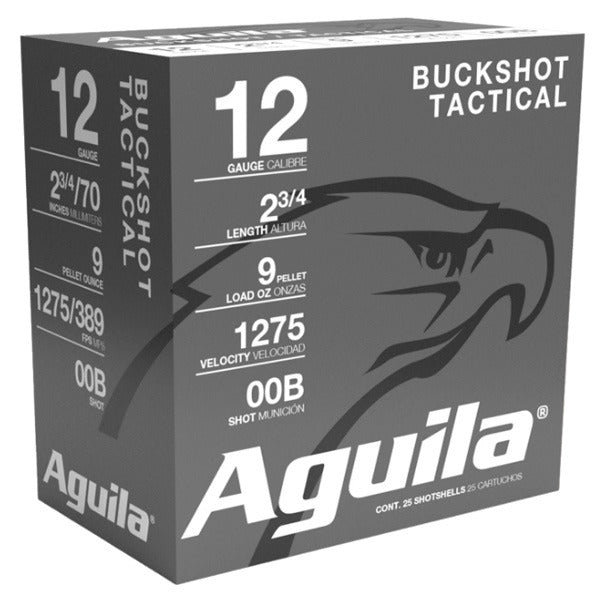 Aguila 12 Gauge Ammunition 2-3/4" #00 1275 fps Buckshot Box of 25