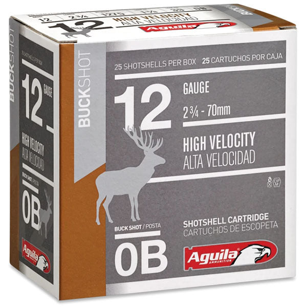 Aguila High Velocity 12 Gauge Ammunition 2-3/4" #0 1275 fps Buckshot Box of 25