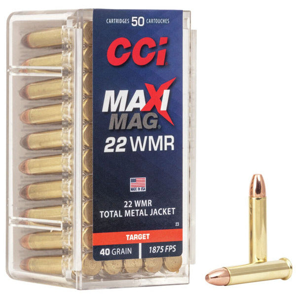 CCI Maxi Mag 22 WMR (Winchester Magnum Rimfire) Ammunition 40 Grain Total Metal Jacket Box of 50