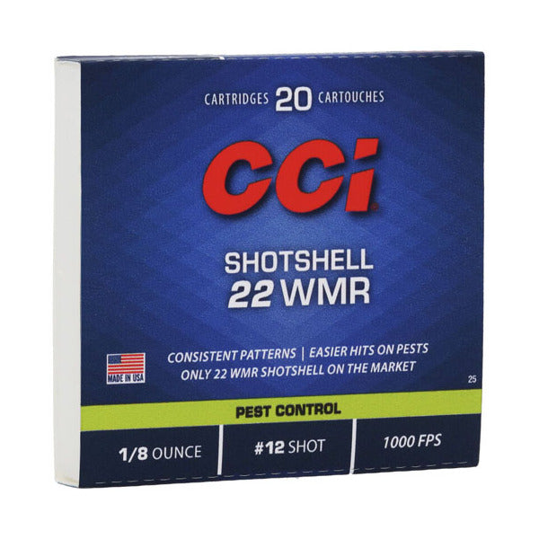 CCI Shotshell 22 WMR (Winchester Magnum Rimfire) Ammunition 1/8oz #12 Shot Box of 20