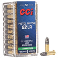 CCI Pistol Match 22 Long Rifle Ammunition 40 Grain Lead Round Nose Box of 50