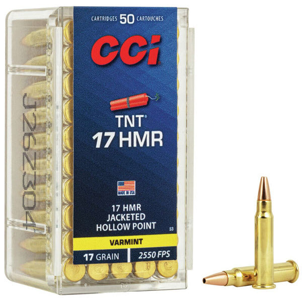 CCI TNT 17 Hornady Magnum Rimfire (HMR) Ammunition 17 Grain Jacketed Hollow Point Box of 50