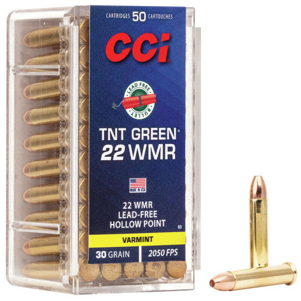 CCI TNT Green 22 WMR (Winchester Magnum Rimfire) Ammunition 30 Grain Hollow Point Box of 50