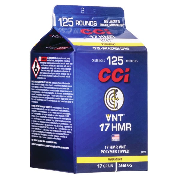 CCI VNT 17 Hornady Magnum Rimfire (HMR) Ammunition 17 Grain Polymer Tip Box of 125