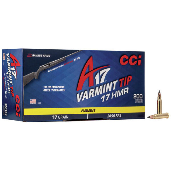CCI A17 17 Hornady Magnum Rimfire (HMR) Ammunition 17 Grain Polymer Tip Box of 200