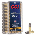 CCI Suppressor 22 Long Rifle Ammunition 45 Grain Lead Hollow Point Box of 50