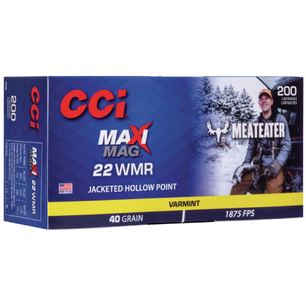 CCI Maxi Mag 22 WMR (Winchester Magnum Rimfire) Ammunition 40 Grain Jacketed Hollow Point Box of 200