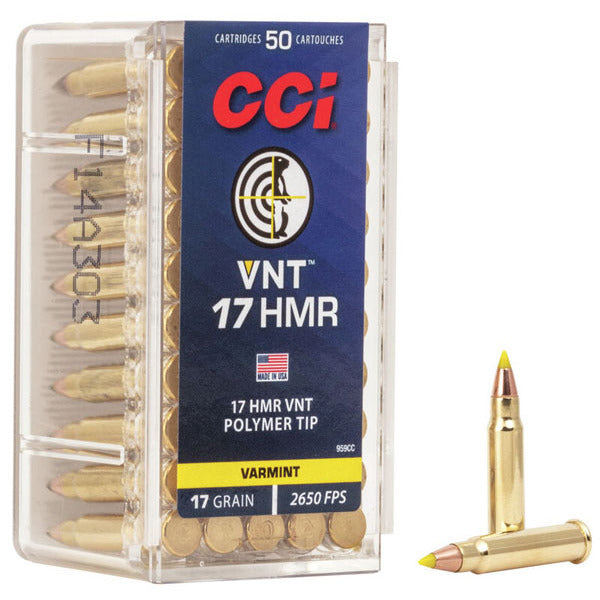 CCI VNT 17 Hornady Magnum Rimfire (HMR) Ammunition 17 Grain Polymer Tip Box of 50