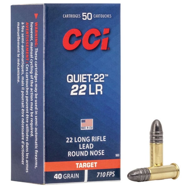 CCI Sub-Sonic 22 Long Rifle Ammunition 40 Grain Lead Round Nose Box of 50