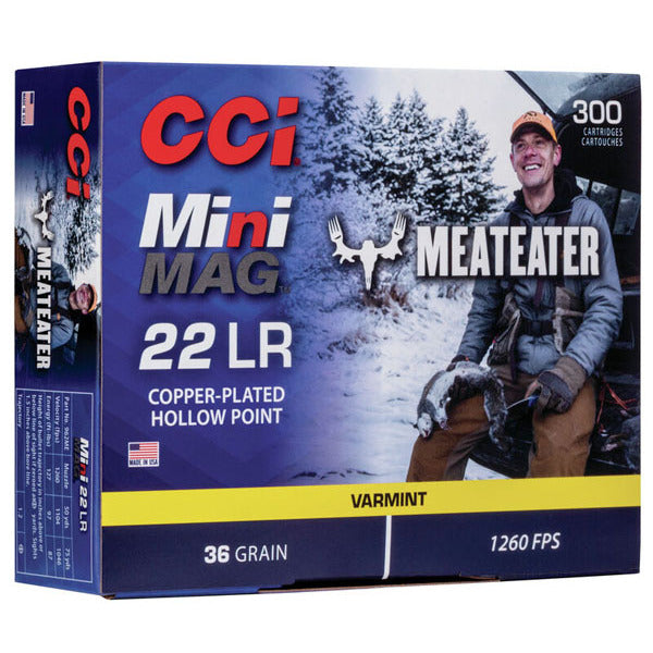 CCI Mini Mag 22 Long Rifle Ammunition 36 Grain Plated Hollow Point Box of 300