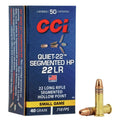 CCI Quiet-22 22 Long Rifle Ammunition 40 Grain Fragmenting Hollow Point Box of 50
