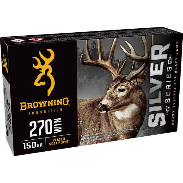Browning Silver Series 270 Winchester Ammunition 150 Grain Plated Pointed Soft Point Box of 20