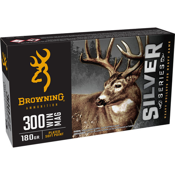 Browning Silver Series 300 Winchester Magnum Ammunition 180 Grain Plated Pointed Soft Point Box of 20