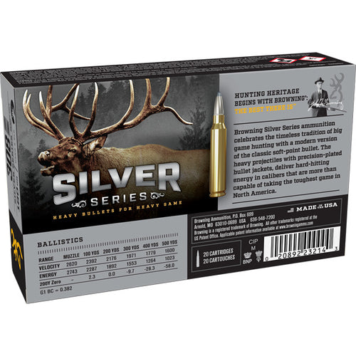 Browning Silver Series 308 Winchester Ammunition 180 Grain Plated Pointed Soft Point Box of 20