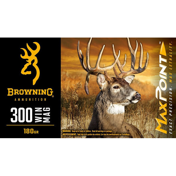 Browning Max Point 300 Winchester Magnum Ammunition 180 Grain Polymer Tip Box of 20