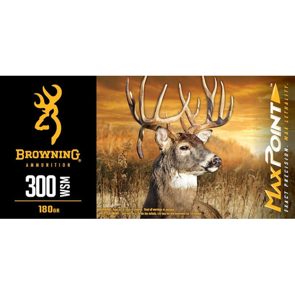 Browning Max Point 300 WSM (Winchester Short Magnum) Ammunition 180 Grain Polymer Tip Box of 20