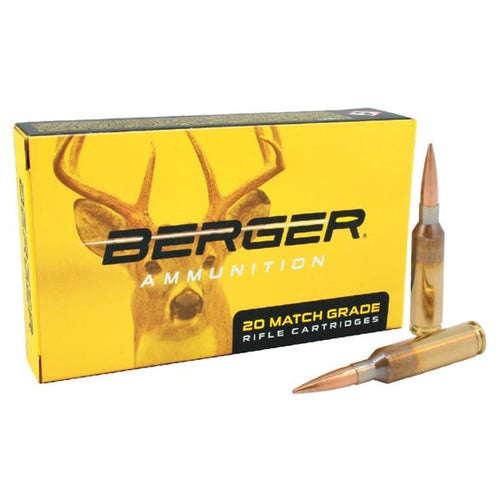 Berger Match Grade 6mm Creedmoor Ammunition 108 Grain Elite Hunter Jacketed Hollow Point Box of 20