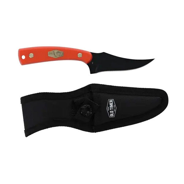 Old Timer Sharp Finger Fixed Blade Knife 3.25" Clip Point 7Cr17MoV Stainless Black Oxide Blade with Sheath