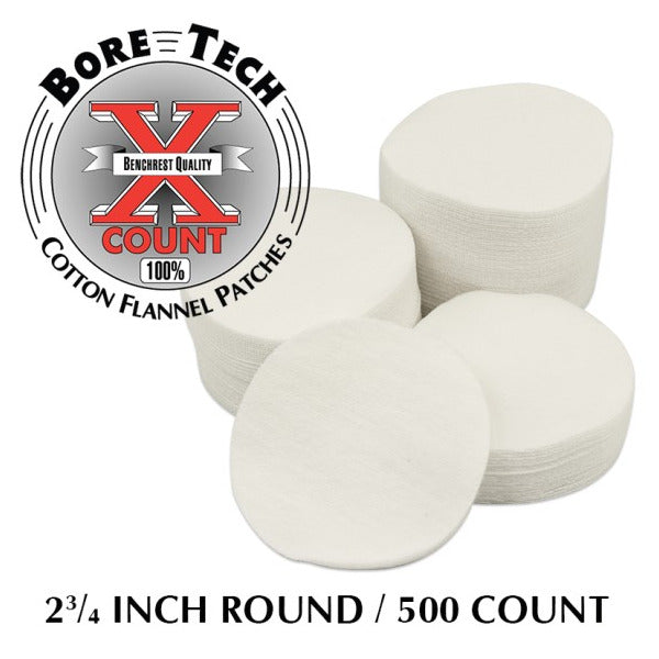 BORE TECH COTTON PATCHES 2-3/4" ROUND 500/BAG