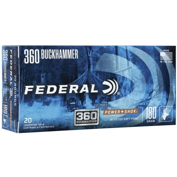 Federal Premium Power-Shok 360 Buckhammer Ammunition 180 Grain Spire Point Box of 20