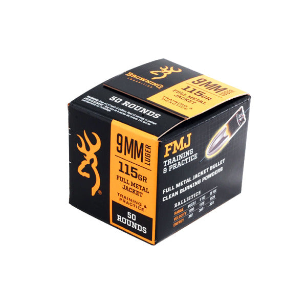 Browning BPT 9mm Luger Ammunition 115 Grain Full Metal Jacket Box of 50