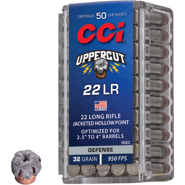 CCI Uppercut 22 Long Rifle Ammunition 32 Grain Jacketed Hollow Point Box of 50