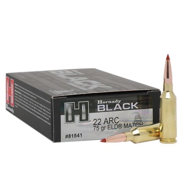 Hornady Black 22 ARC Ammunition 75 Grain ELD-M Polymer Tip Box of 20