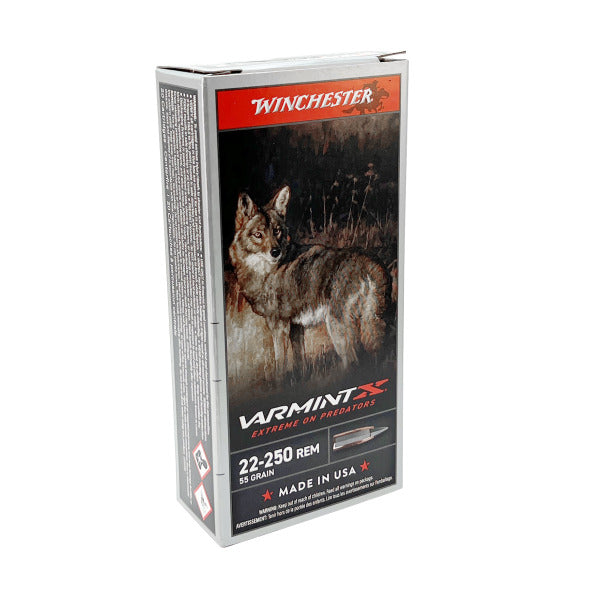 Winchester Varmint-X 22-250 Remington Ammunition 55 Grain Extreme Point Polymer Tip Box of 20