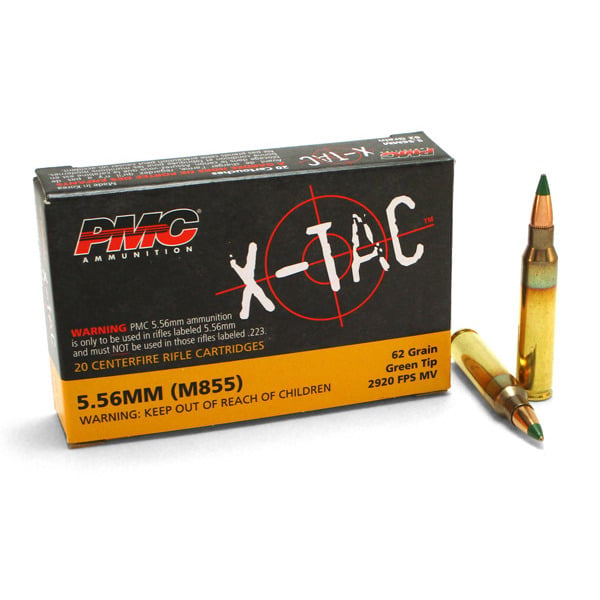 PMC M855 5.56x45mm NATO Ammunition 62 Grain Full Metal Jacket Box of 20
