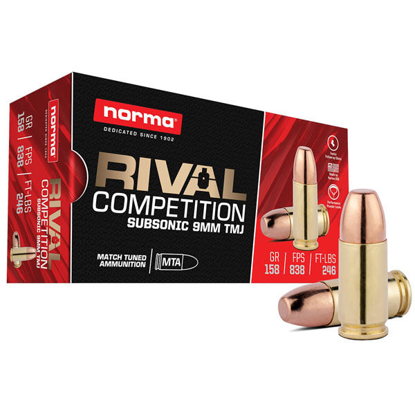 NORMA AMMO 9mm LUG 158gr TMJ SUBSONIC 50/bx 20/cs