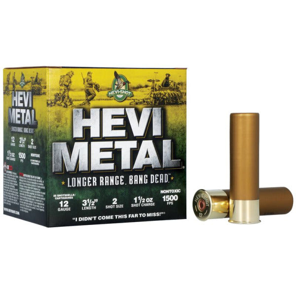 Hevi-Shot Hevi-Metal Longer Range 12 Gauge Ammunition 3-1/2" #2 1-1/2 oz 1500 fps Bismuth/Steel Box of 25