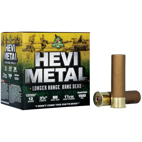 Hevi-Shot Hevi-Metal Longer Range 12 Gauge Ammunition 3-1/2" #BB 1-1/2 oz 1500 fps Bismuth Box of 25