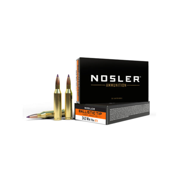Nosler Ballistic Tip 243 Winchester Ammunition 70 Grain Polymer Tip Box of 20