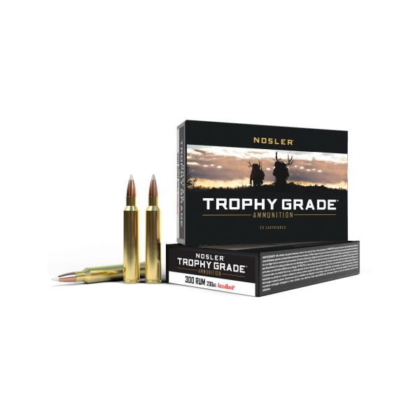 Nosler Trophy Grade 300 RUM (Remington Ultra Magnum) Ammunition 200 Grain AccuBond Polymer Tip Box of 20