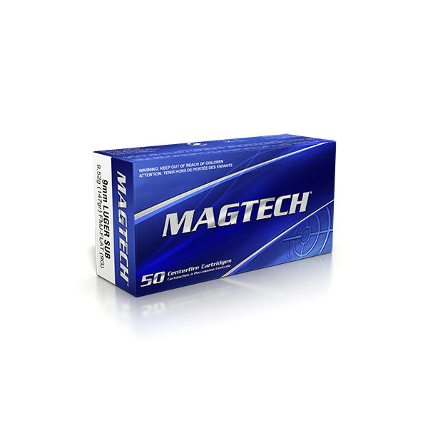 Magtech Subsonic 9mm Luger Ammunition 147 Grain Full Metal Jacket Box of 50
