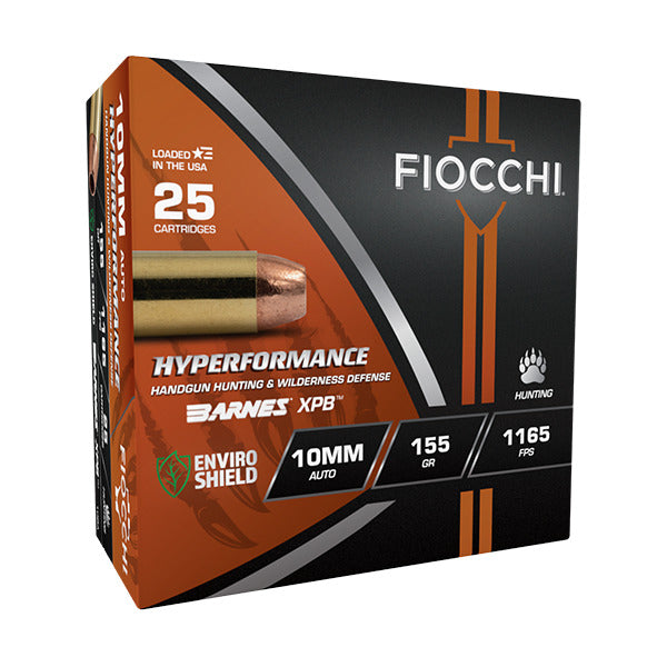 Fiocchi Hyperformance 10mm Auto Ammunition 155 Grain Barnes XPB Solid Hollow Point Box of 25