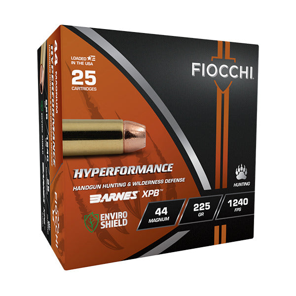 Fiocchi Hyperformance 44 Remington Magnum Ammunition 225 Grain Barnes XPB Solid Hollow Point Box of 25