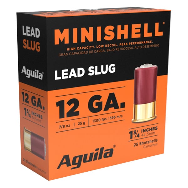 Aguila Minishell 12 Gauge Ammunition 1-3/4" 7/8 oz 1300 fps Rifled Slug Box of 25