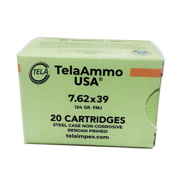 Tela 7.62x39mm Ammunition 124 Grain Full Metal Jacket Box of 20