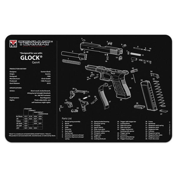 TEKMAT GLOCK GEN 4 17"x 11" HANDGUN MAT