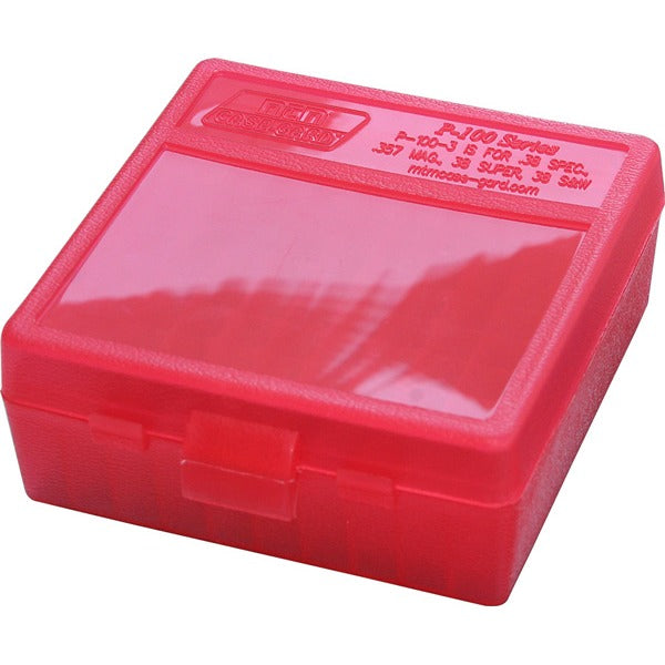 MTM PISTOL FLIP-TOP 100rd 38S-357M/CLEAR-RED 24/CS