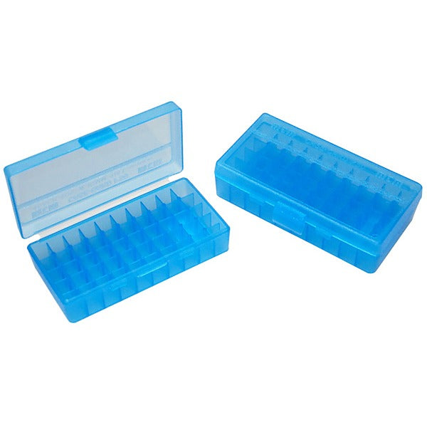 MTM PISTOL FLIP-TOP 50rd 44M/45COLT/CLR-BLUE 24/CS