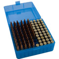 MTM RIFLE FLIP-TOP 100rd 22250-308/CLEAR-BLUE 12/C