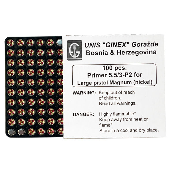 Unis Ginex Large Pistol Magnum Primers Nickel Plated Case of 5000