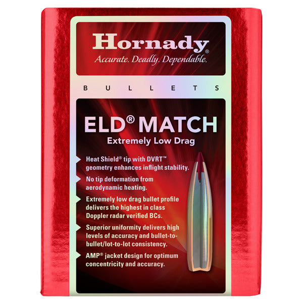 Hornady ELD-M 243 Caliber, 6mm (.243 Diameter) Bullets 109 grain Polymer Tip Box of 500