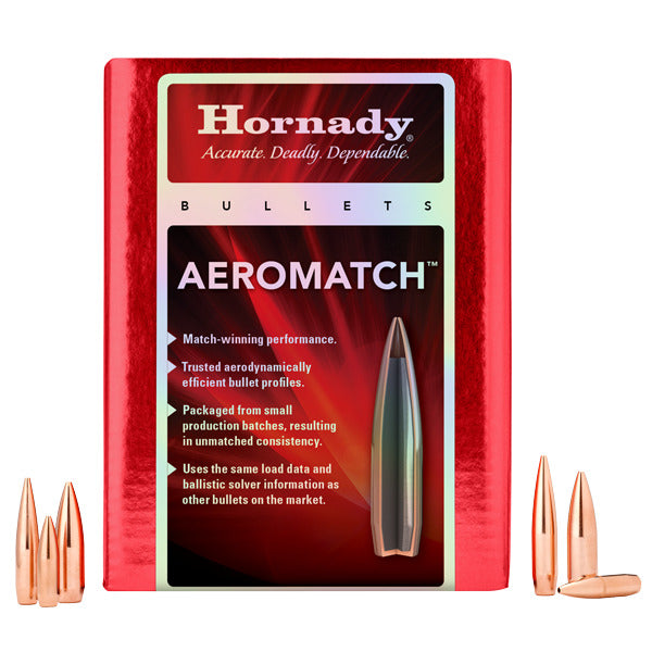 Hornady AeroMatch 264 Caliber, 6.5mm (.264 Diameter) Bullets 140 grain Jacketed Hollow Point Box of 500