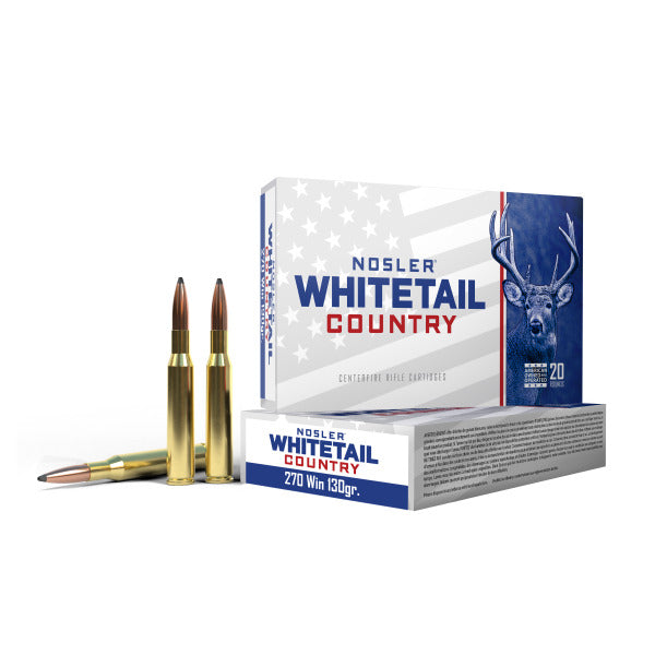 Nosler Whitetail Country 270 Winchester Ammunition 130 Grain Solid Base Spitzer Box of 20